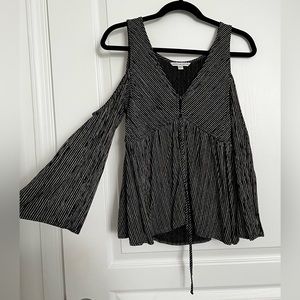 American Eagle Bell Sleeve Cold Shoulder Top with Drawstring